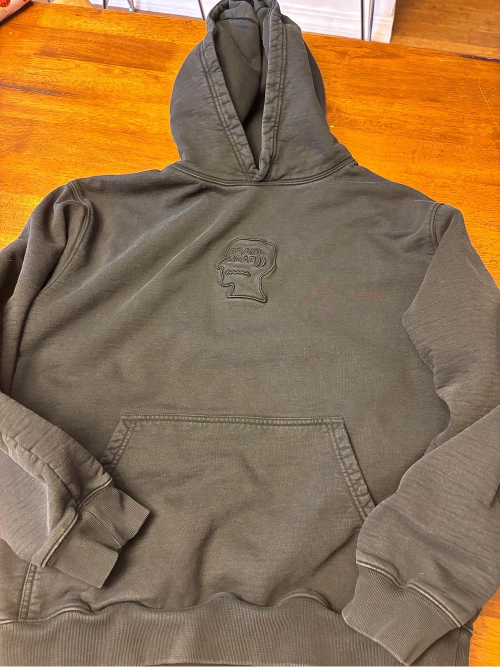Brain Dead black heavyweight Pullover Hoodie with Embroidered Head Logo medium